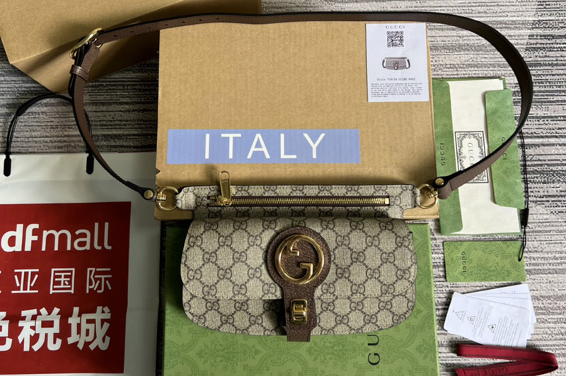 Gucci 718154 Gucci Blondie belt bag in Beige and ebony GG Supreme canvas