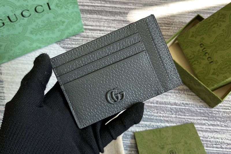 Gucci ‎722734 GG Marmont card case in Grey leather