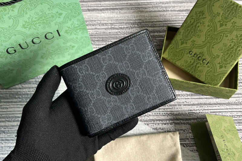 Gucci ‎723171 GG wallet with removable card case in Black GG Supreme canvas