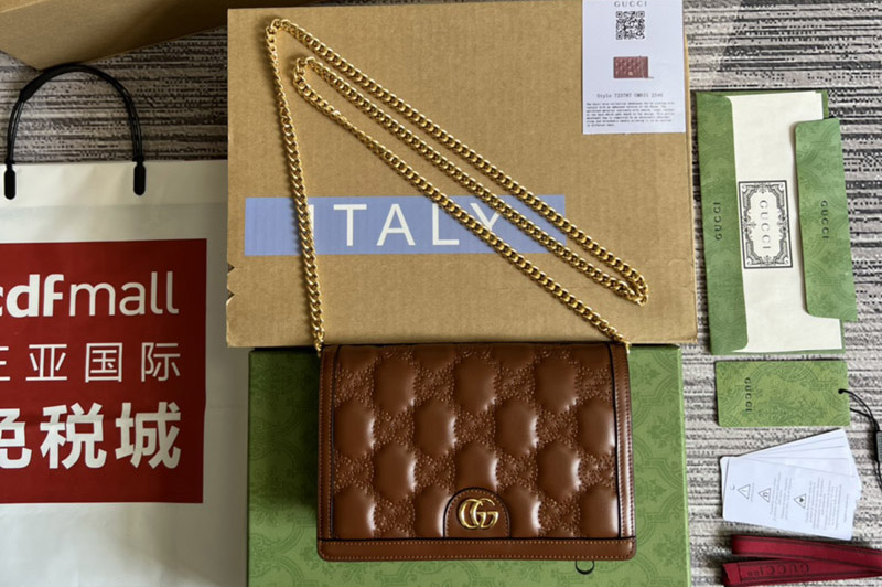 Gucci 723787 GG Matelassé chain wallet in Brown GG Matelassé leather