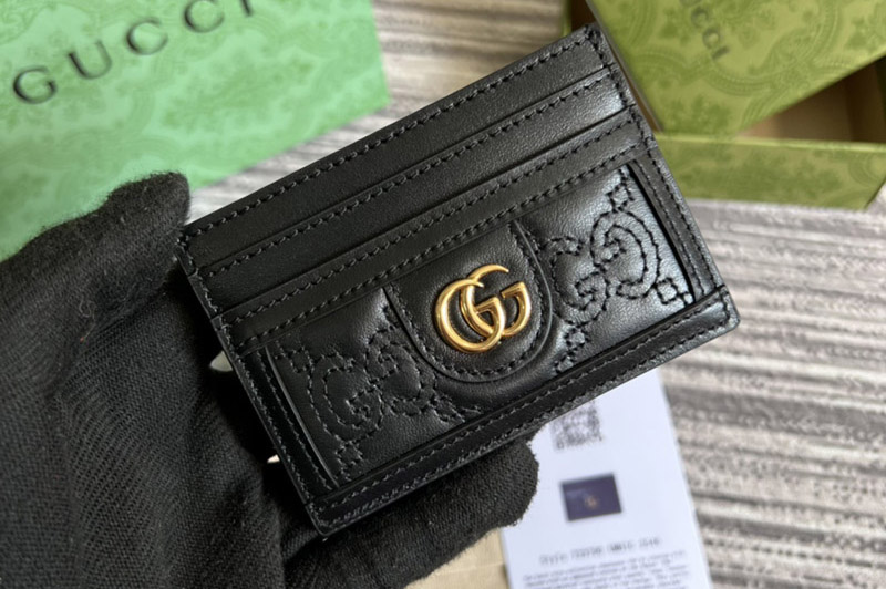 Gucci 723790 GG Matelassé card case in Black GG Matelassé leather