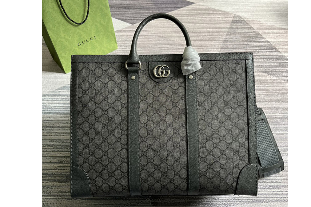 Gucci 724665 Ophidia large tote bag in Grey and black GG Supreme canvas
