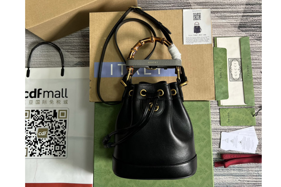 Gucci 724667 Gucci Diana mini bucket bag in Black leather