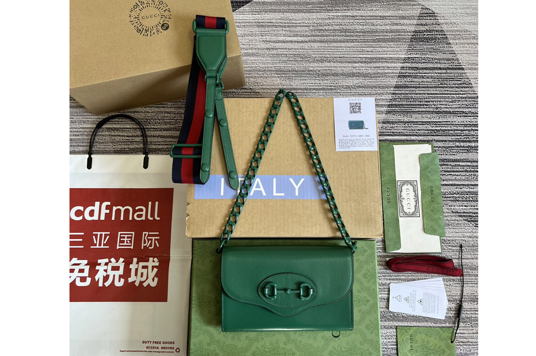 Gucci ‎724713 Gucci Horsebit 1955 mini bag in Green leather