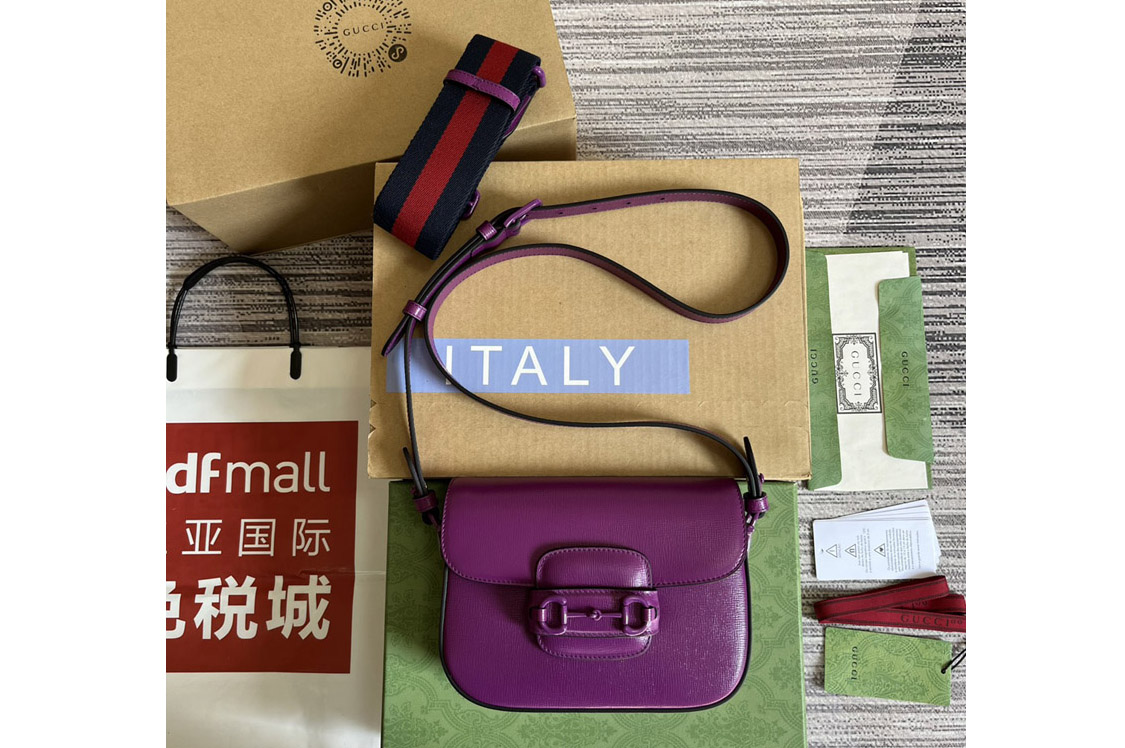 Gucci ‎726226 Gucci Horsebit 1955 small shoulder bag in Purple leather