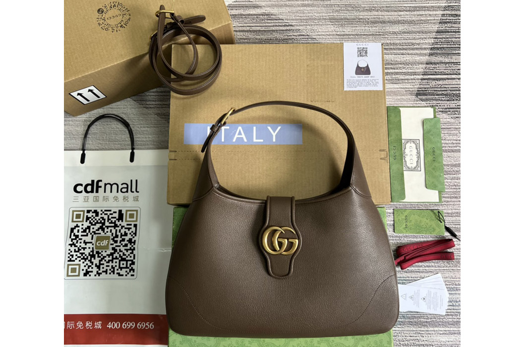Gucci ‎726274 Aphrodite medium shoulder bag in Khaki soft leather