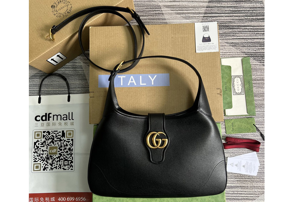 Gucci ‎726274 Aphrodite medium shoulder bag in Black soft leather