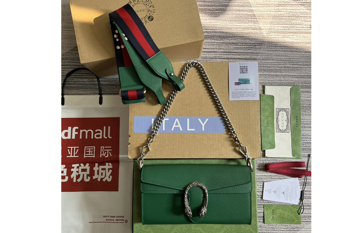 Gucci ‎‎731782 Dionysus small shoulder bag in Green leather