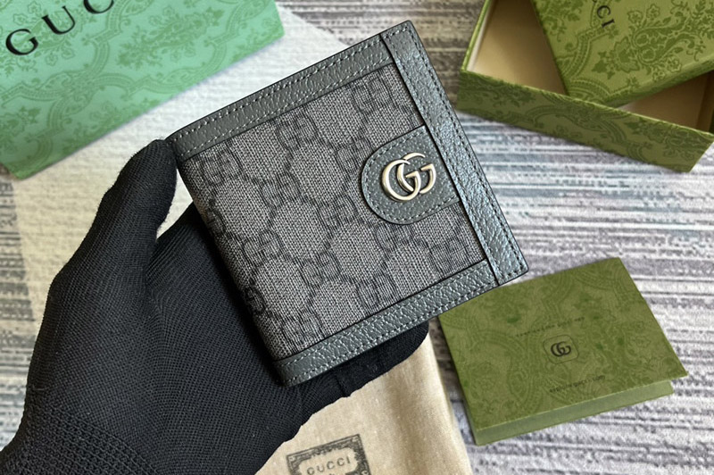 Gucci ‎‎‎732016 Ophidia GG wallet in Grey and black GG Supreme canvas