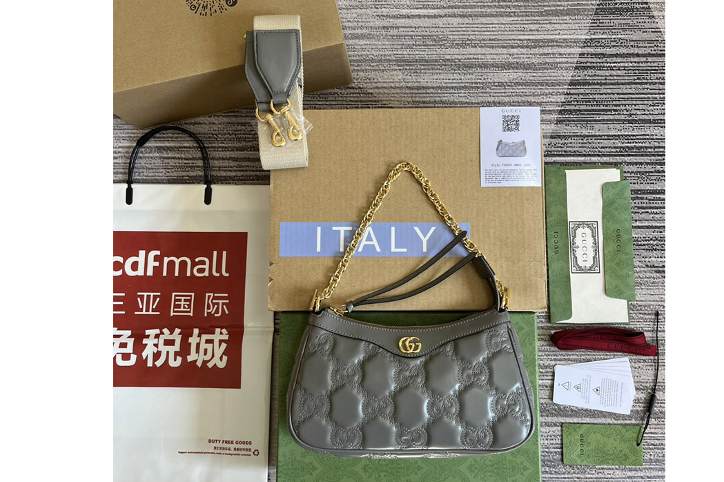 Gucci ‎735049 ‎‎‎‎GG Matelassé handbag in Grey GG Matelassé leather