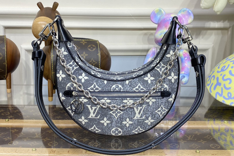 Louis Vuitton M21752 LV Loop PM bag in Gray Denim textile jacquard