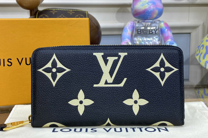 Louis Vuitton M80481 LV Zippy Wallet in Black/Beige Monogram Empreinte leather