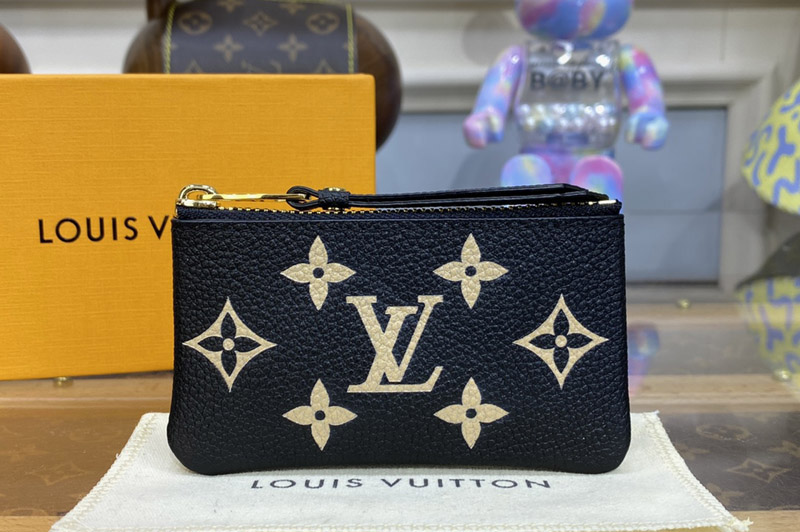 Louis Vuitton M80885 LV Key Pouch in Black / Beige Monogram Empreinte leather