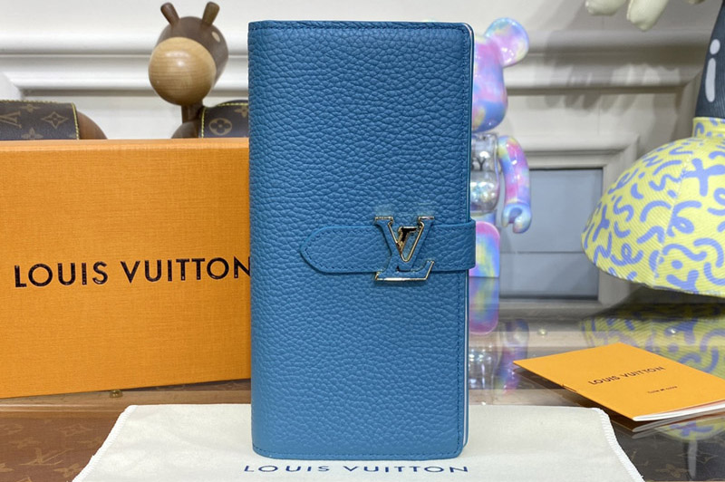Louis Vuitton M81367 LV Vertical wallet in Blue Taurillon leather