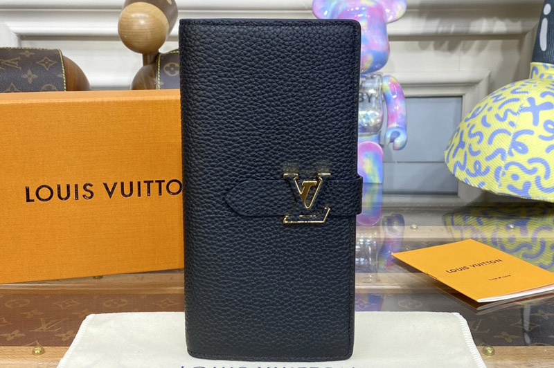 Louis Vuitton M81330 LV Vertical wallet in Black Taurillon leather