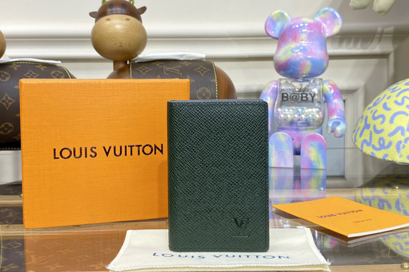 Louis Vuitton M81551 LV Pocket Organizer in Green Taiga cowhide leather