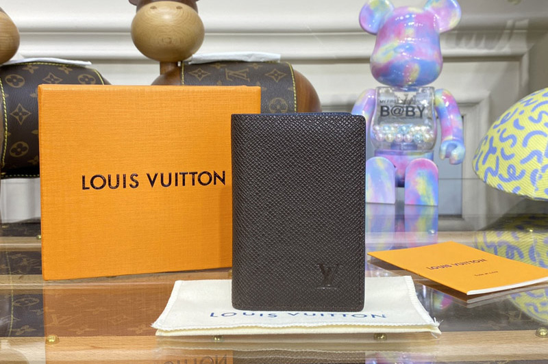 Louis Vuitton M81551 LV Pocket Organizer in Brown Taiga cowhide leather