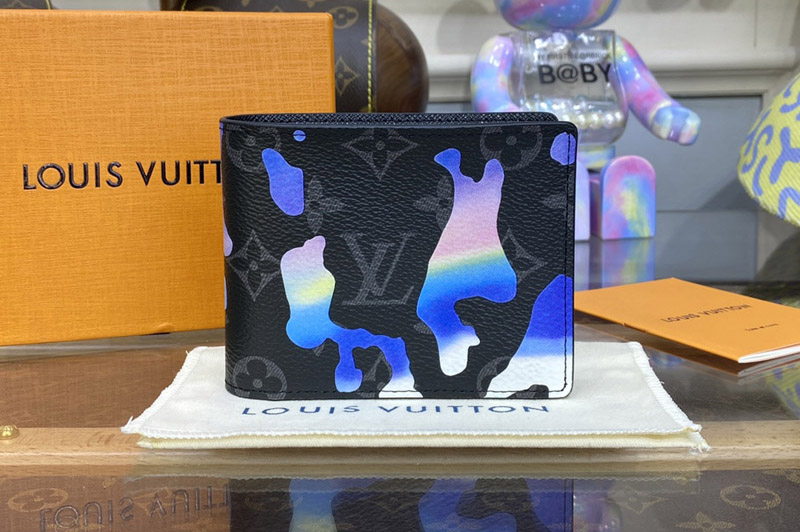 Louis Vuitton M81750 LV Multiple wallet in Sunrise Monogram Eclipse coated canvas