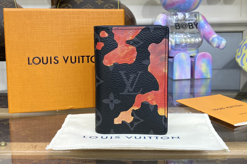 Louis Vuitton M81784 LV Pocket Organizer Wallet in Sunrise Monogram Eclipse coated canvas