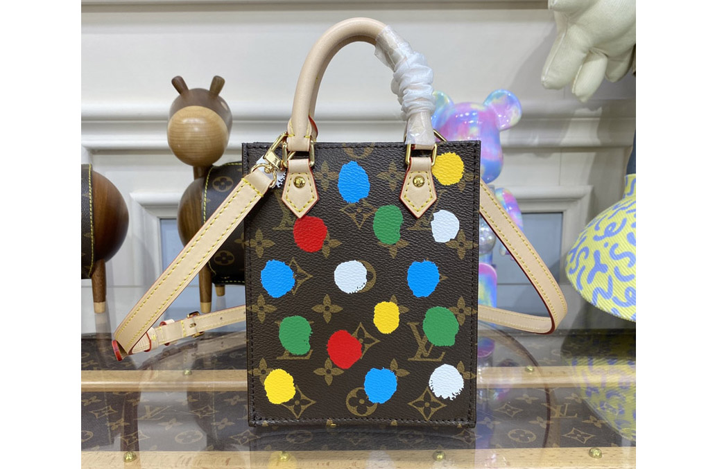 Louis Vuitton M81867 LV Petit Sac Plat Bag in Monogram coated canvas with 3D Painted Dots print