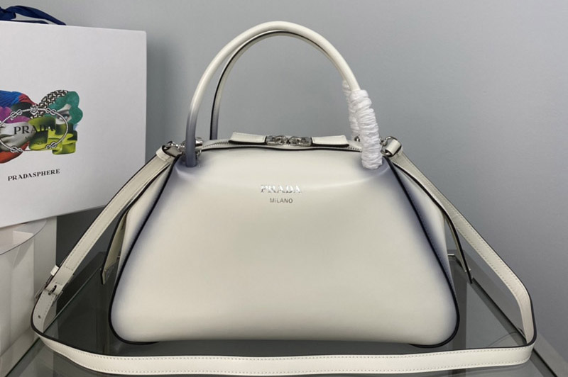 Prada 1BA365 Medium brushed leather Prada Supernova handbag in White Leagther