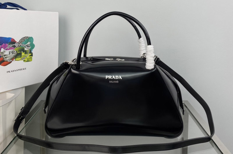 Prada 1BA365 Medium brushed leather Prada Supernova handbag in Black Leagther