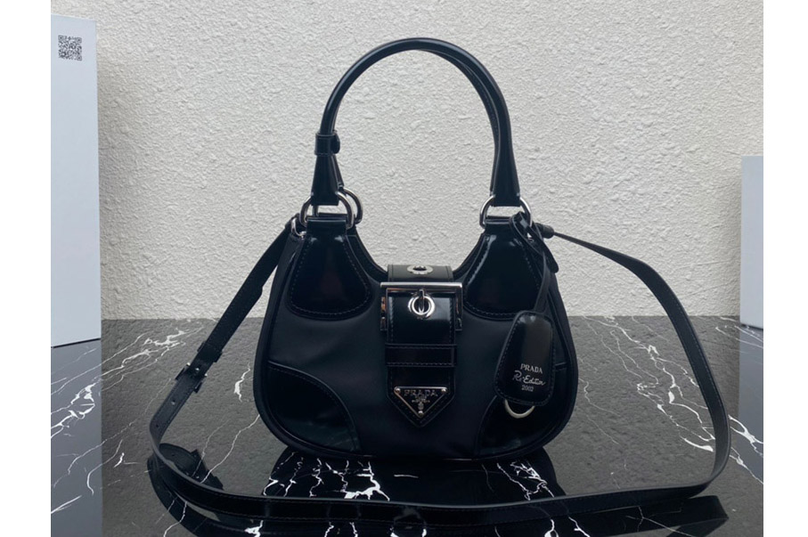Prada 1BA381 Prada Moon padded nappa-leather bag in Black Leather