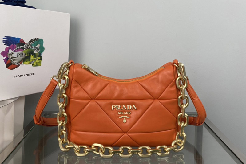 Prada 1BC157 Prada System nappa leather patchwork bag in Orange Leather