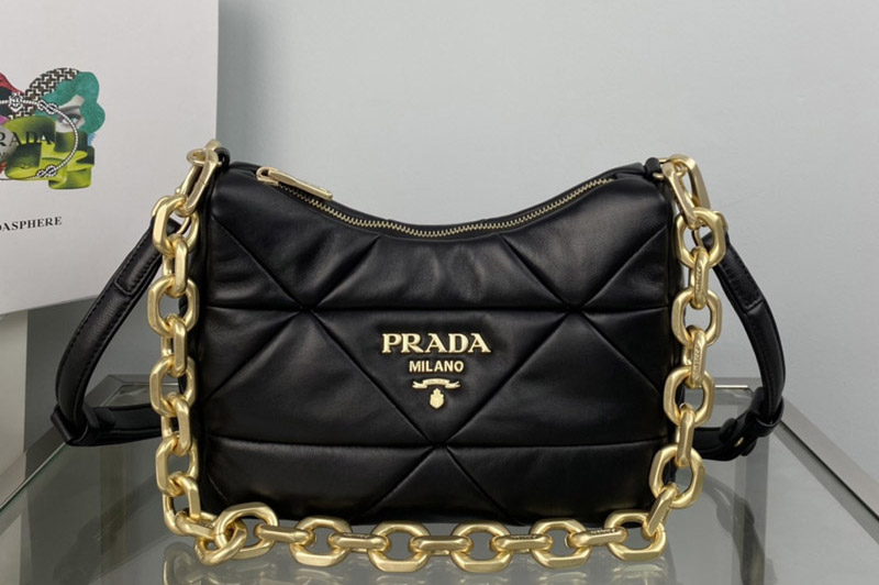 Prada 1BC157 Prada System nappa leather patchwork bag in Black Leather