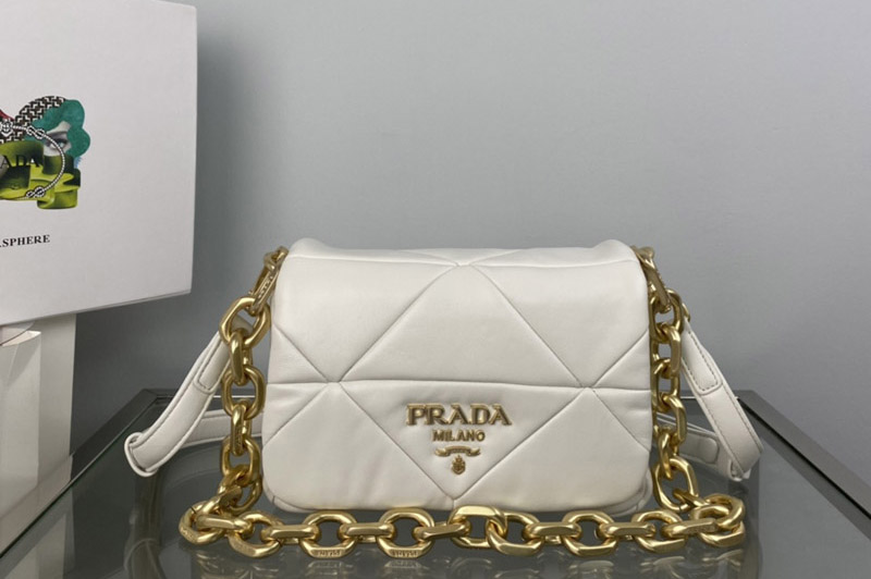 Prada 1BD292 Prada System nappa patchwork shoulder bag in White Leather
