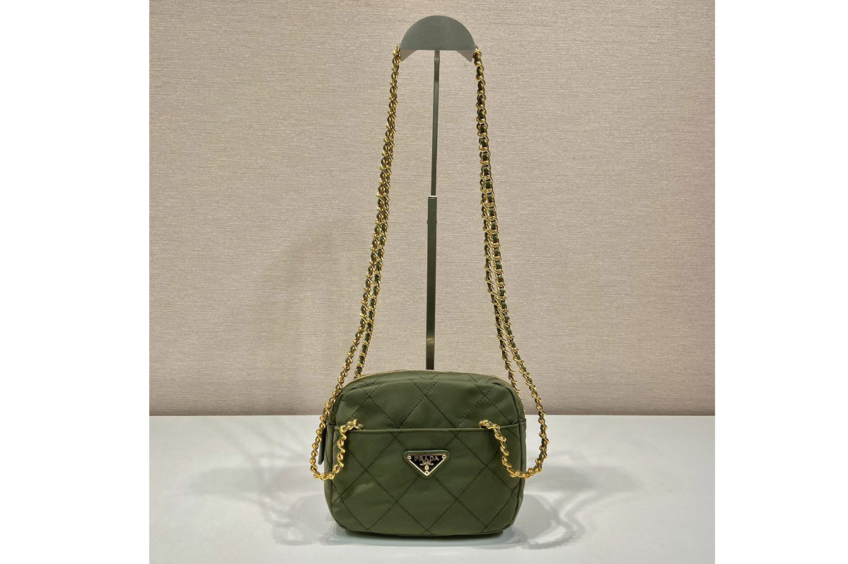 Prada 1BD632 Vintage Chain Stray Bag in Green Nylon