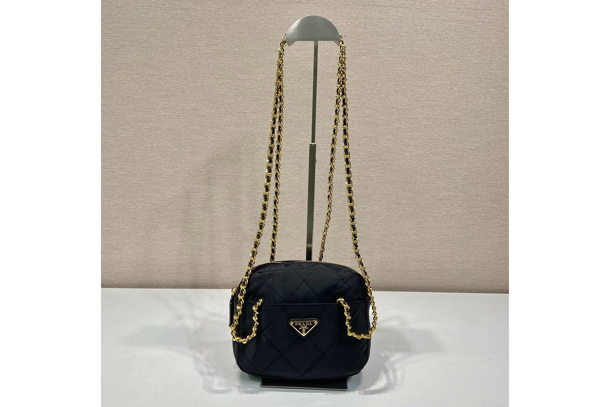 Prada 1BD632 Vintage Chain Stray Bag in Black Nylon