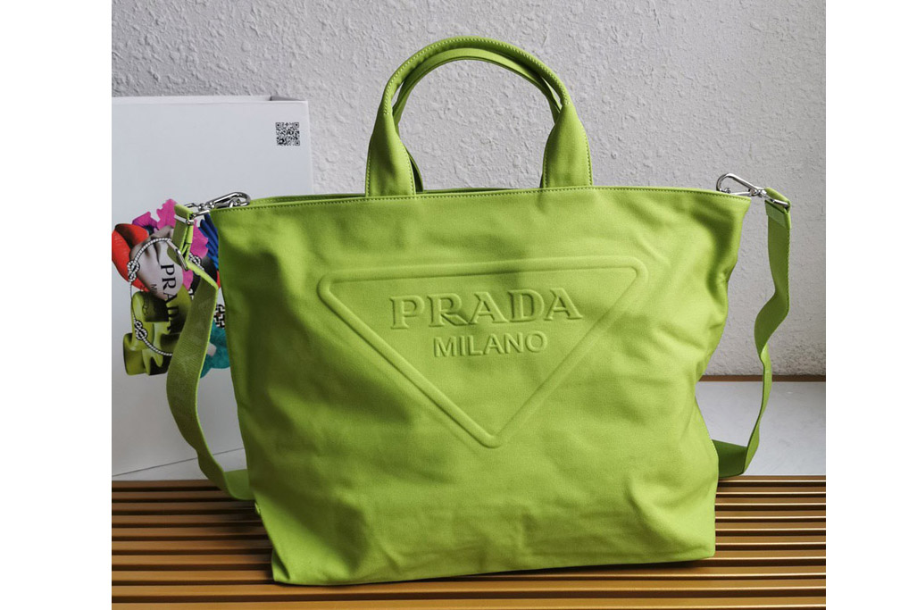 Prada 1BG081 Canvas bag in Green Canvas
