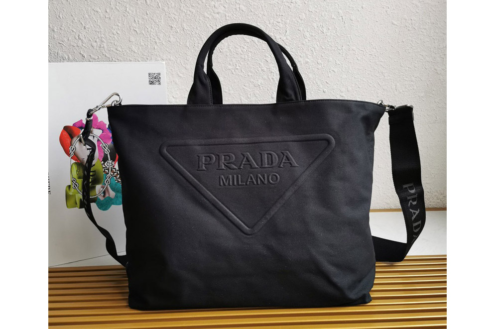 Prada 1BG081 Canvas bag in Black Canvas