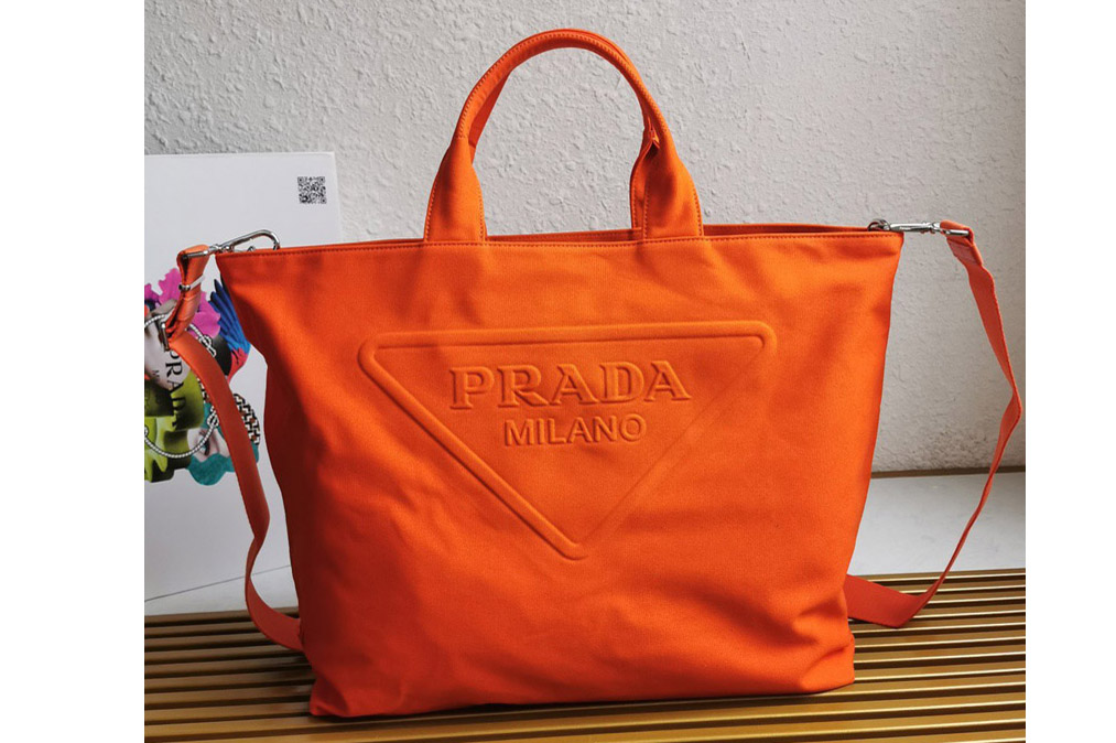 Prada 1BG081 Canvas bag in Orange Canvas