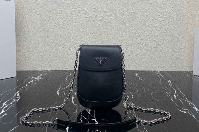 Prada 1BH185 Saffiano leather mini-bag in Black Saffiano leather