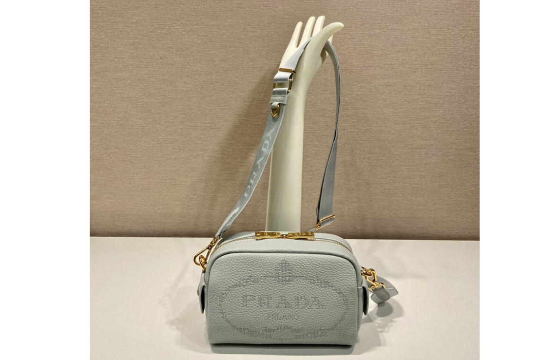 Prada 1BH187 Leather Bag in Grey Leather