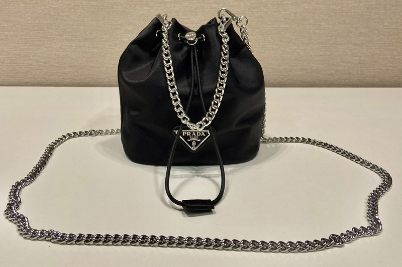 Prada 1BH612 Mini Bucket Nylon Bag in Black Nylon