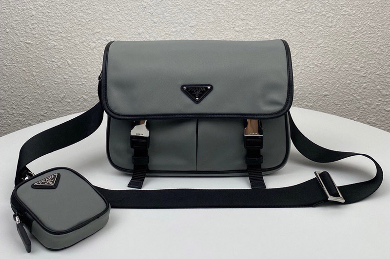 Prada 2VD769 Re-Nylon and Saffiano leather shoulder bag in Grey Nylon