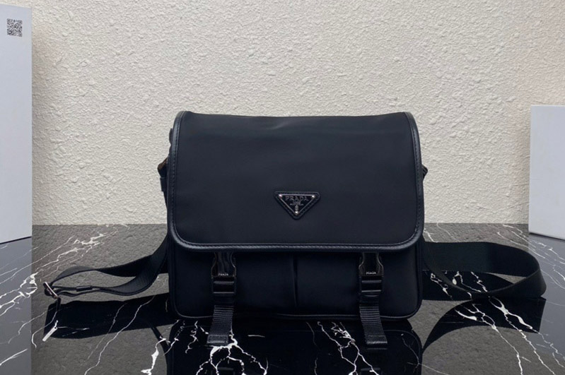 Prada 2VD769 Re-Nylon and Saffiano leather shoulder bag in Black Nylon