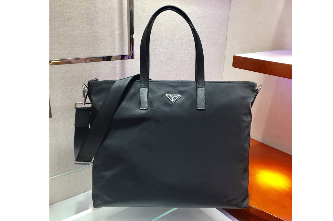 Prada 2VG024 Re-Nylon and Saffiano leather tote bag in Black Nylon