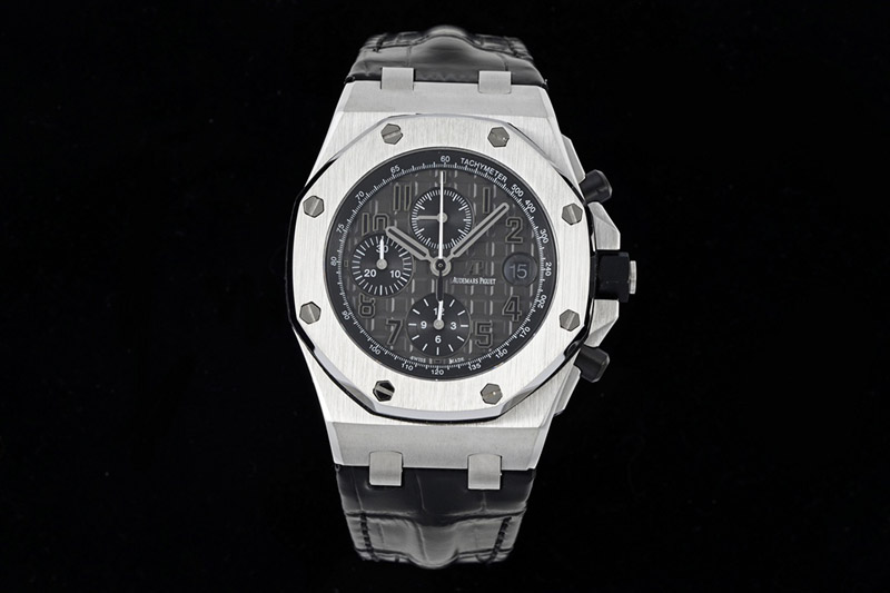 Audemars Piguet Royal Oak Offshore 42mm SS APF 1:1 Best Edition Gray Dial on Black Leather Strap A3126