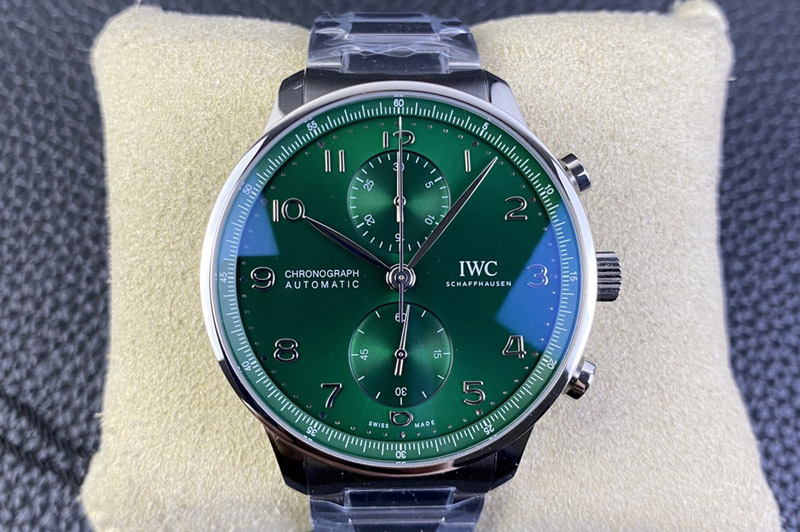 IWC Portuguese Chrono IW3716 ZF 1:1 Best Edition Green Dial on SS Bracelet A69355