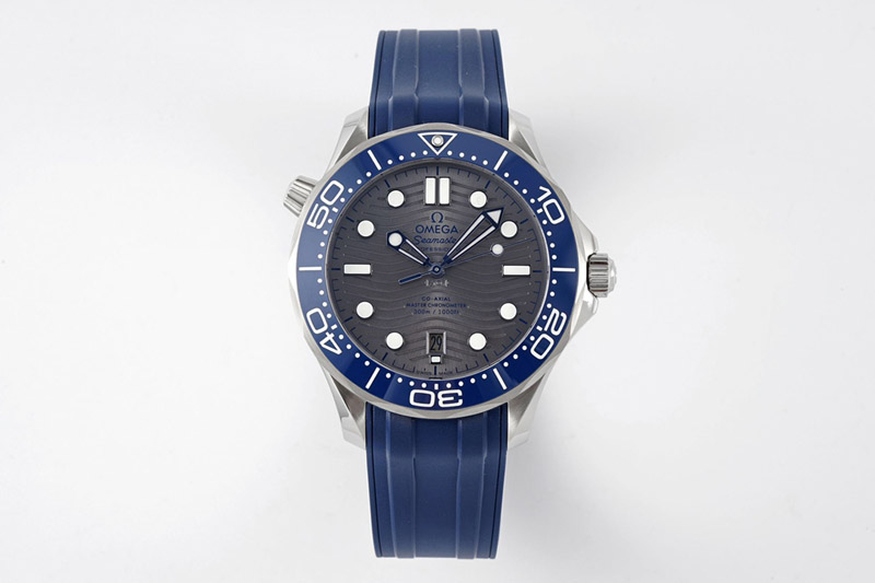 Omega Seamaster Diver 300M ZF 1:1 Best Edition Blue Ceramic Gray Dial on Blue Rubber Strap