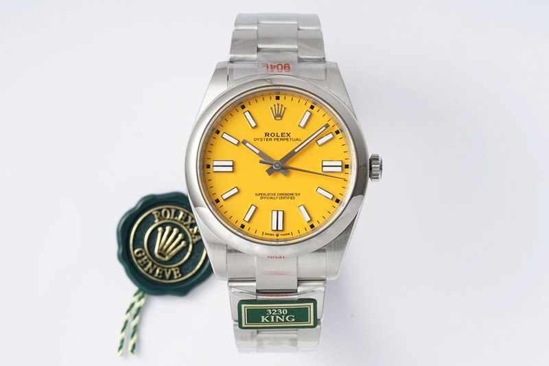 Rolex Oyster Perpetual 41mm 124300 KING 1:1 Best Edition 904L Steel Yellow Dial on SS Bracelet K3230