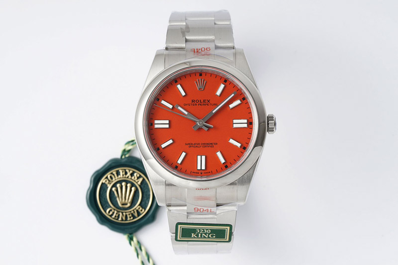 Rolex Oyster Perpetual 41mm 124300 KING 1:1 Best Edition 904L Steel Red Dial on SS Bracelet K3230