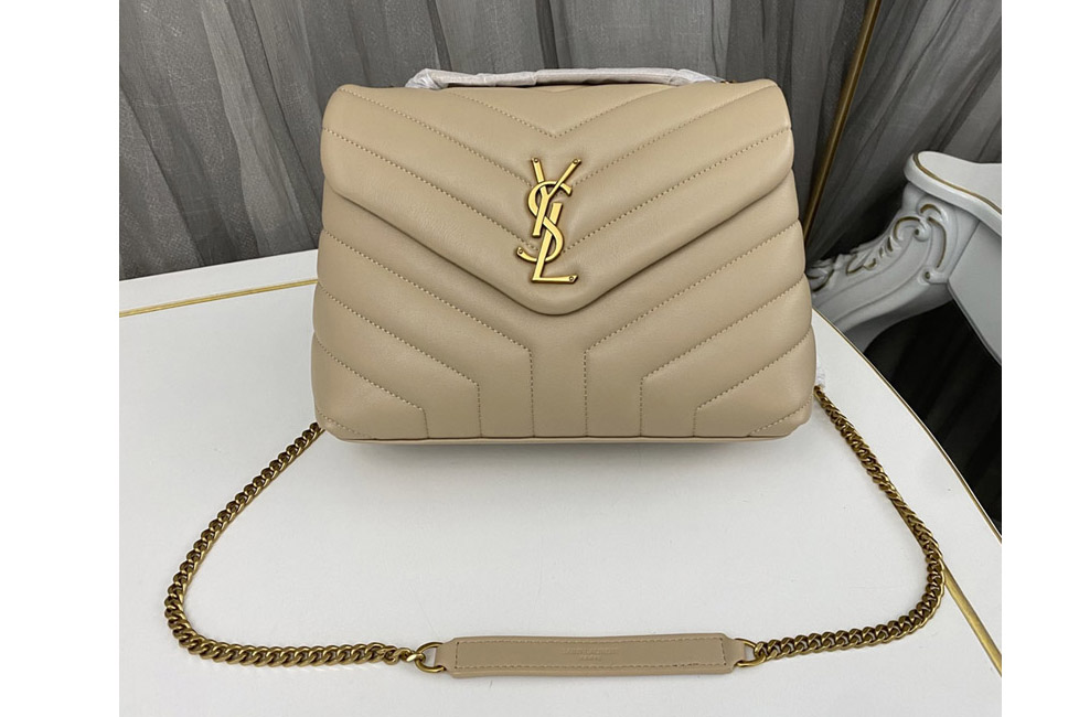 Saint Laurent 467072 YSL Loulou Toy Bag In Apricot Matelasse Y Leather
