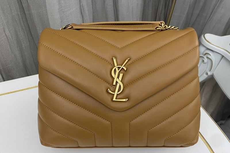 Saint Laurent 494699 YSL LOULOU SMALL BAG IN Caramel Y-QUILTED LEATHER With Gold