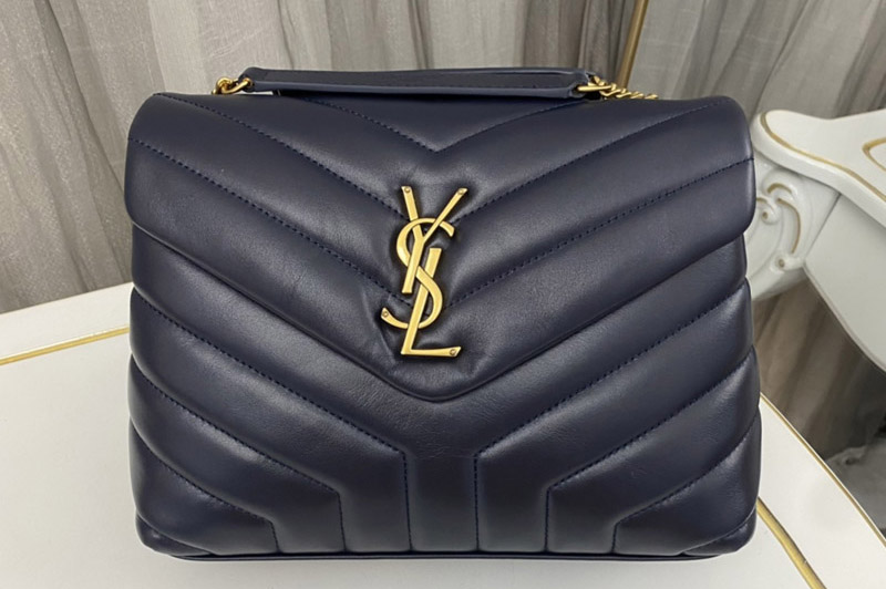 Saint Laurent 494699 YSL LOULOU SMALL BAG IN Blue Y-QUILTED LEATHER With Gold