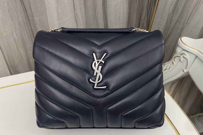 Saint Laurent 494699 YSL LOULOU SMALL BAG IN Black Y-QUILTED LEATHER With Silver